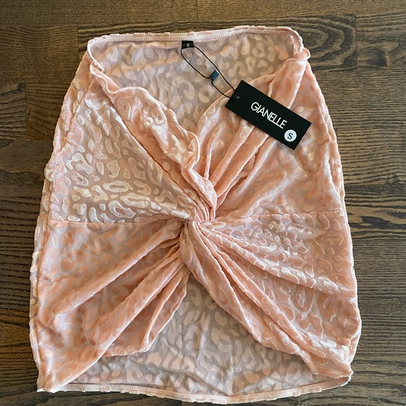 Pink Leopard Ruched Swim Skirt - Picture 2 of 6